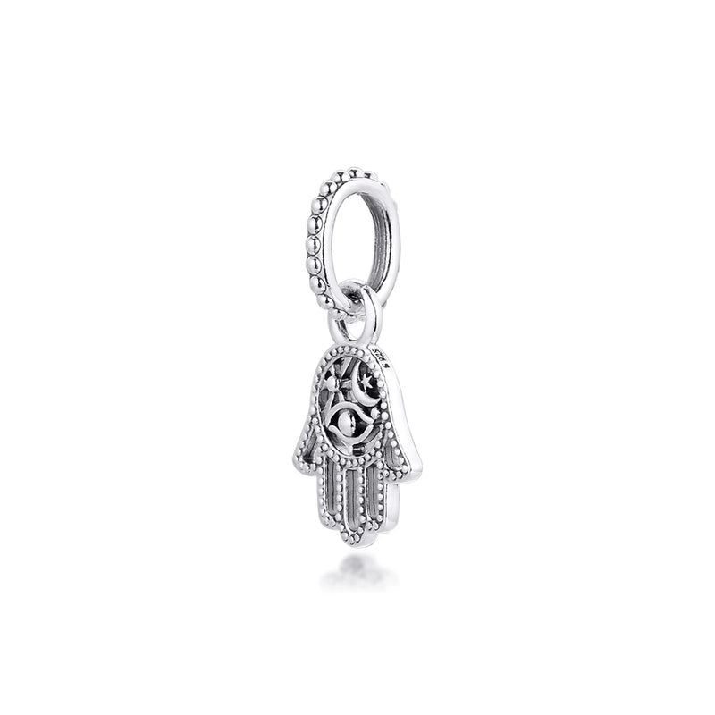 Sterling Silver Hamsa Hand Dangle Charms for Bracelets & Bangle