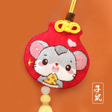DIY Embroidery Chinese Zodiac Keychain Protective Talisman