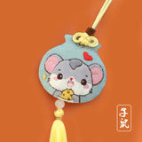 DIY Embroidery Chinese Zodiac Keychain Protective Talisman