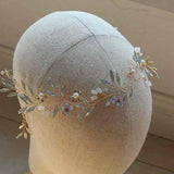 Protein Glass Hair Ornaments Golden Flower Rhinestone Headband