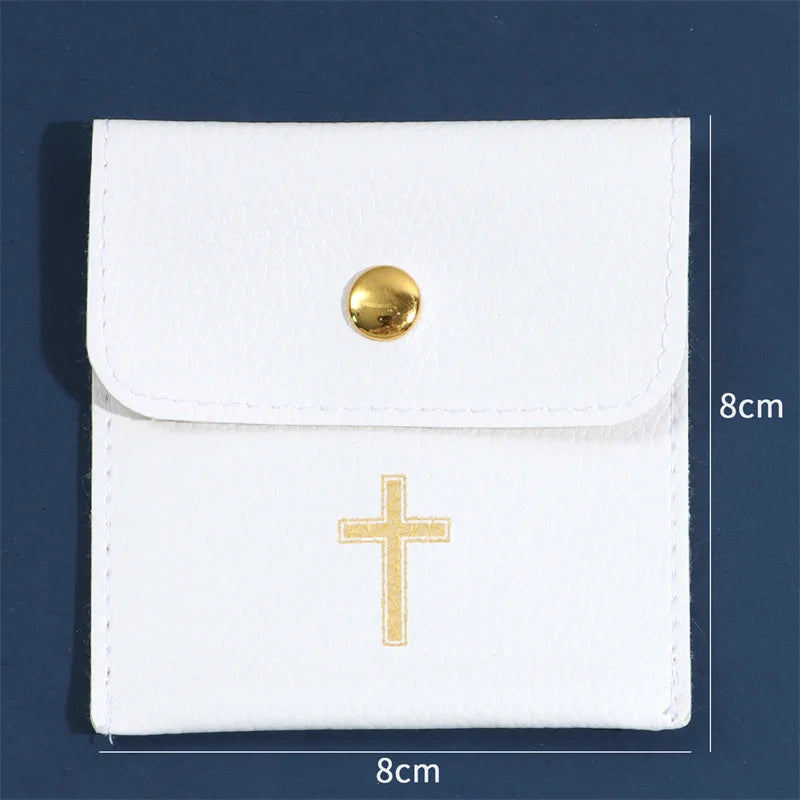 Rosary Necklace Pouch with Cross Gift Bag