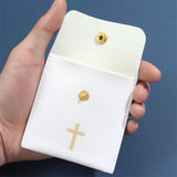 Rosary Necklace Pouch with Cross Gift Bag