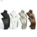 PU Leather Neck Display Stand Bust Model Jewelry Pendant Shelf