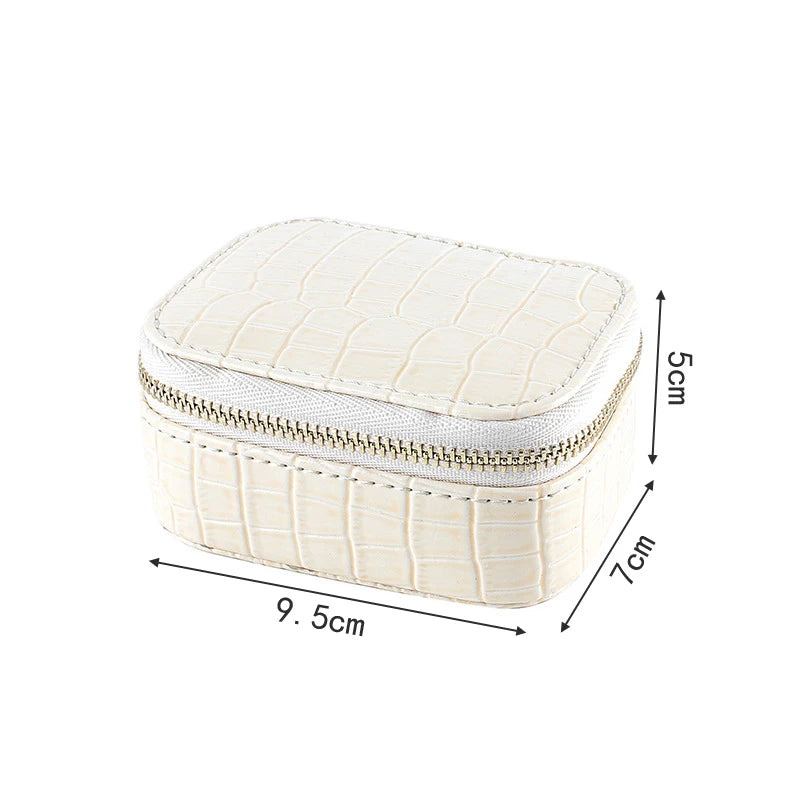 Portable Jewelry Storage Box PU Leather Zipper Household Accessories