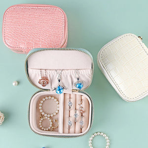 Portable Jewelry Storage Box PU Leather Zipper Household Accessories