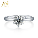 925 Silver 3MM Moissanite Diamond Engagement Ring Women Wedding Gift