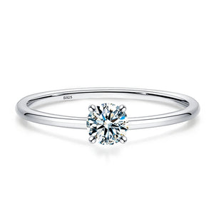 925 Silver 4MM Moissanite Diamond Wedding Ring for Women