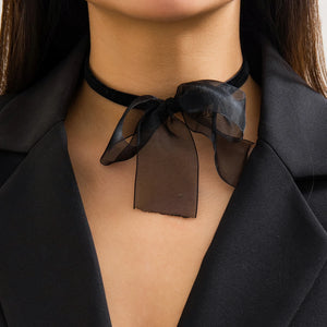Bowknot Charm Necklace Choker Women Chain Jewelry Collar Party