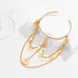 Bohemian Copper Sequins Upper Arm Bracelet Human Head Pendant Tassel Cuff Bangle