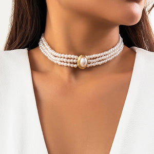 Multi-layer Strand Beads Choker Necklace Women Jewelry