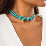 Multi-layer Strand Beads Choker Necklace Women Jewelry