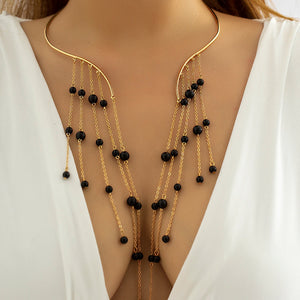 Long Tassel Ethnic Collar Necklace Pearl Pendant