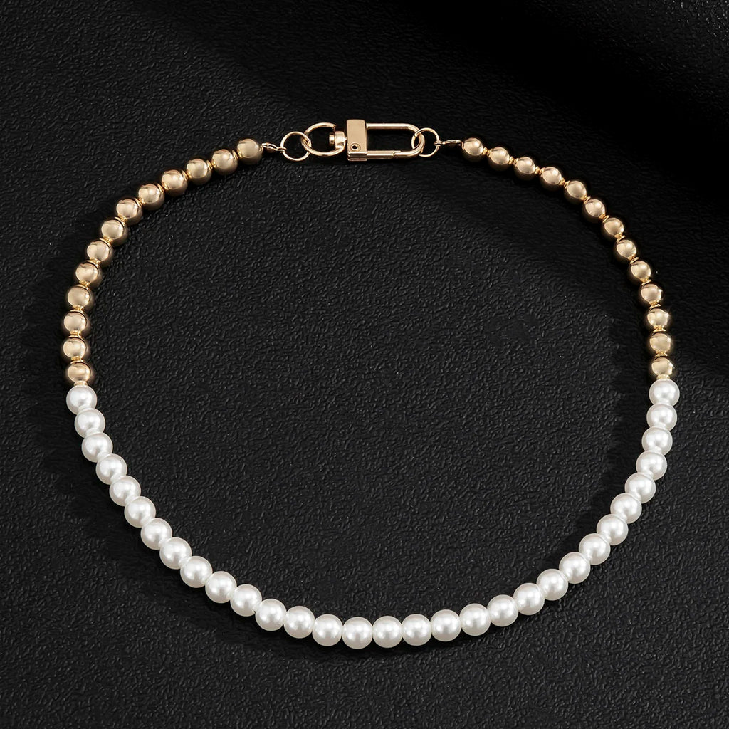 Exaggerated Pearl Beads Choker Necklace for Men Women