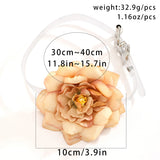Rose Flower Charm Necklace with Wide Rope Choker for Women