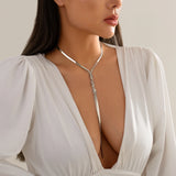 Metal Weave Tassel Chain Choker Necklace Women Party Wedding Jewelry