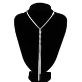 Metal Weave Tassel Chain Choker Necklace Women Party Wedding Jewelry