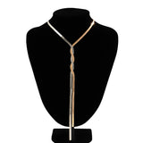 Metal Weave Tassel Chain Choker Necklace Women Party Wedding Jewelry
