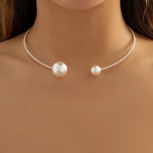 Female Pearl Split Collar Charm Neck Jewelry Necklace For Woman Party Wedding