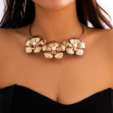 Three Flowers Chokers Petal Charm Necklace for Women Collar Neck Chain