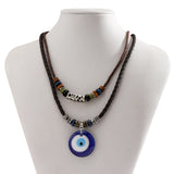 Hip Hop Acrylic Pendant Necklace Wood Beads Rope Choker Jewelry