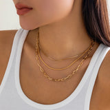 Hip Hop Thin Snake Chain Necklace for Women Multilayer Link Chain Choker
