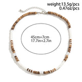 Hip Hop Pearl Wooden Beads Necklace Men Unisex Beaded Choker Jewelry