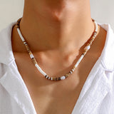 Hip Hop Pearl Wooden Beads Necklace Men Unisex Beaded Choker Jewelry