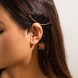Hip Hop Small Animal Charm Ear Clip Leaf Earrings