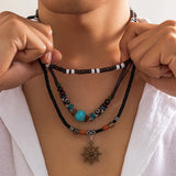 Hip Hop Geometric Pendant Men Choker Natural Stone Necklace