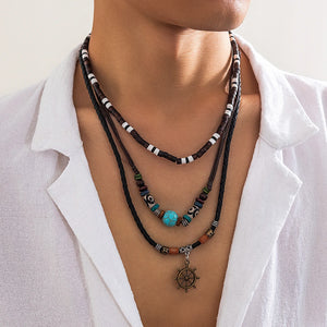Hip Hop Geometric Pendant Men Choker Natural Stone Necklace