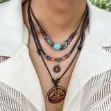 Hip Hop Geometric Pendant Men Choker Natural Stone Necklace