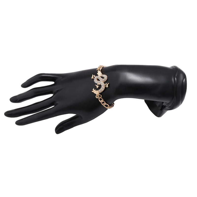 Kpop Dragon Pendant Bracelet Cuban Link Chain Unisex Wrist Jewerly