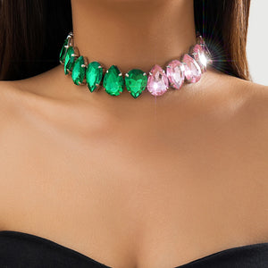 Rhinestone Chokers Necklace Water Drop Beads Neck Chain Collar Ladies