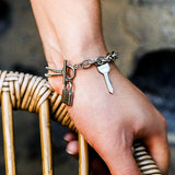 Punk Stainless Steel Bracelet with Lock Key Charm