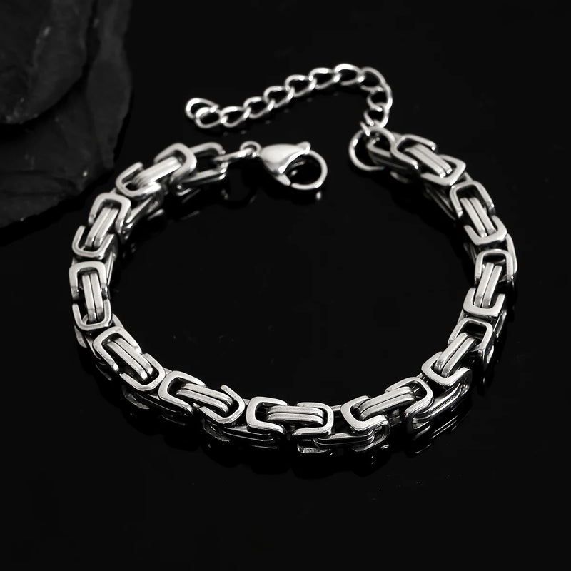 Punk Stainless Steel Bracelet with Lock Key Charm