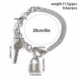 Punk Stainless Steel Bracelet with Lock Key Charm