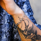 Punk Stainless Steel Bracelet with Lock Key Charm