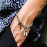 Punk Stainless Steel Bracelet with Lock Key Charm