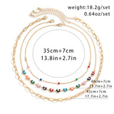 Multilayer Butterfly Charm Necklace Tiny Round Balls Chain Choker
