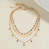 Colorful Beads Tassel Choker Multilayer Necklace for Women