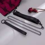 Gothic PU Leather Long Necklace for Women Jewelry Collar Chunky Chain