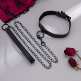 Gothic PU Leather Long Necklace for Women Jewelry Collar Chunky Chain