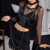 Gothic PU Leather Long Necklace for Women Jewelry Collar Chunky Chain