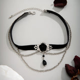 Punk Cotton Rope Choker Women Chain Tassel Crystal Beads Charm Necklace