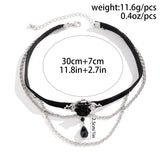 Punk Cotton Rope Choker Women Chain Tassel Crystal Beads Charm Necklace