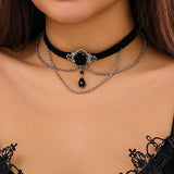 Punk Cotton Rope Choker Women Chain Tassel Crystal Beads Charm Necklace