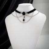 Punk Cotton Rope Choker Women Chain Tassel Crystal Beads Charm Necklace