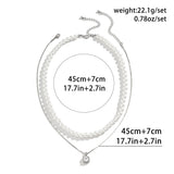 Punk Pearl Beaded Choker Rhinestone Pendant Metal Snake Chain Necklace