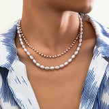 Punk Pearl Necklace Men Acrylic Beads Choker