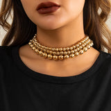 Punk Bead Chain Choker Necklace for Women